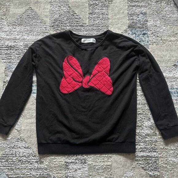 Vintage Disney Store Black Pink Minnie Mouse Bow Sweater Womens Small 90s Y2K - Picture 1 of 7